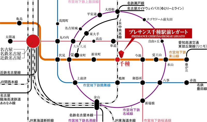 プレサンス千種駅前レガート 路線図