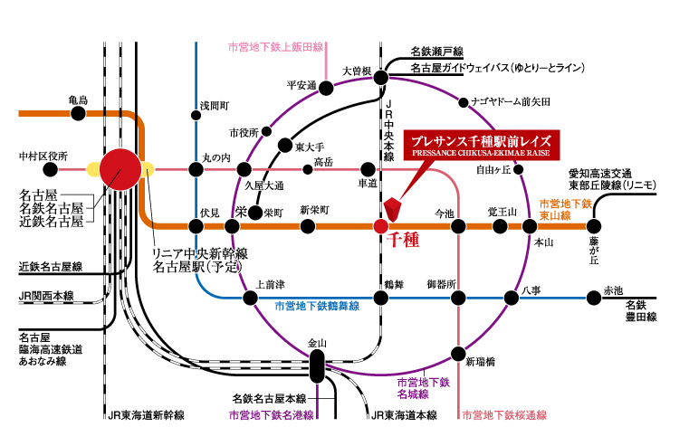 プレサンス千種駅前レイズ路線図