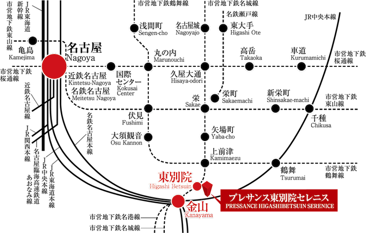 プレサンス東別院セレニス 路線図