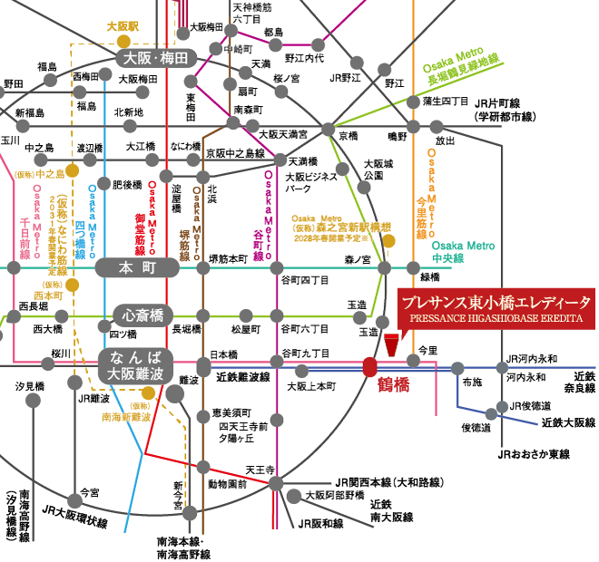 プレサンス東小橋エレディータ 路線図