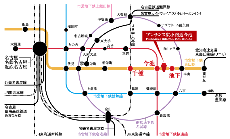 プレサンス広小路通今池マップ