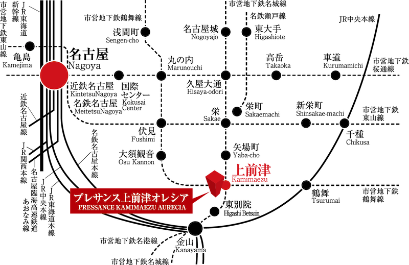 プレサンス上前津オレシア 路線図
