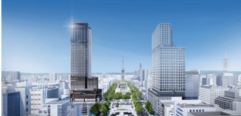 久屋大通南側からの外観イメージ（左側が本計画）