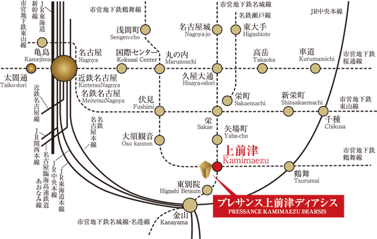 プレサンス上前津ディアシス 路線図