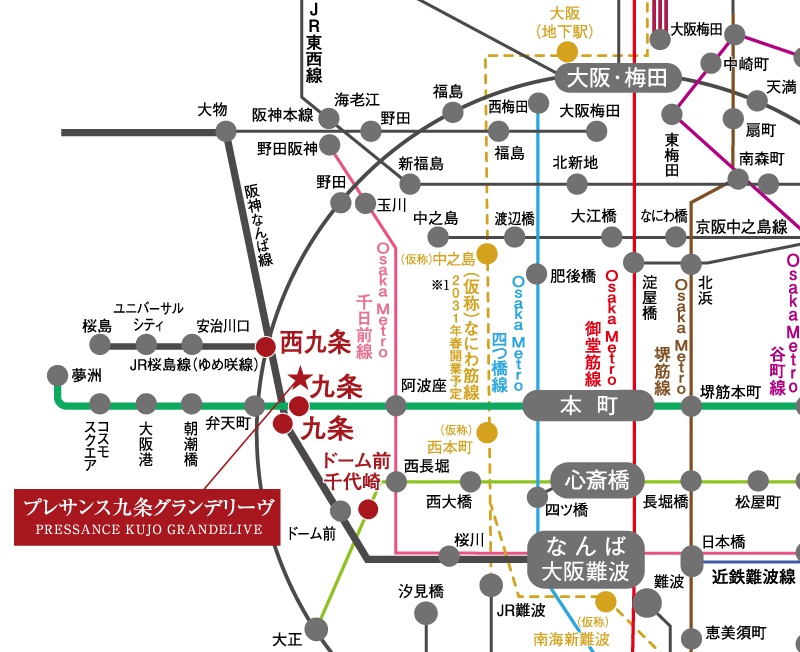 プレサンス九条グランデリーヴ 路線図