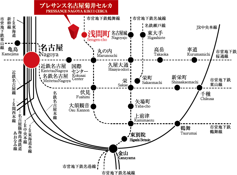 プレサンス名古屋菊井セルカ路線図