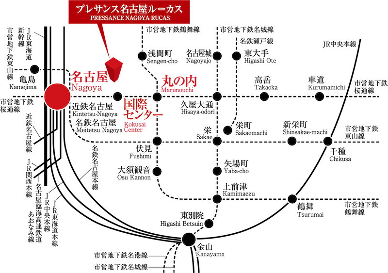 プレサンス名古屋ルーカス 路線図