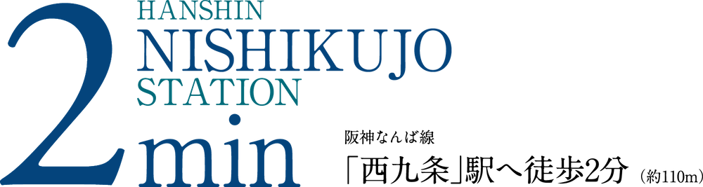 HANSHIN NISHIKUJO STATION 2min 阪神なんば線「西九条」駅へ徒歩2分（約110m）