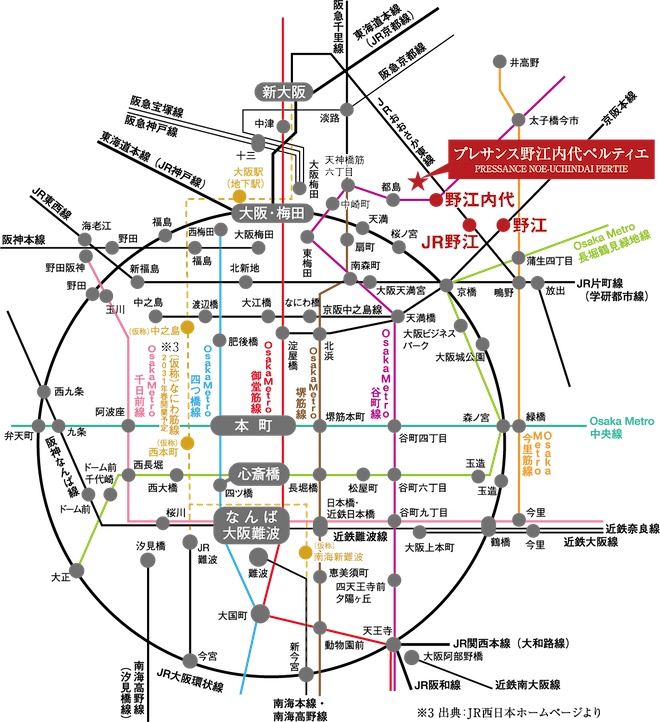 プレサンス野江内代ペルティエ 路線図