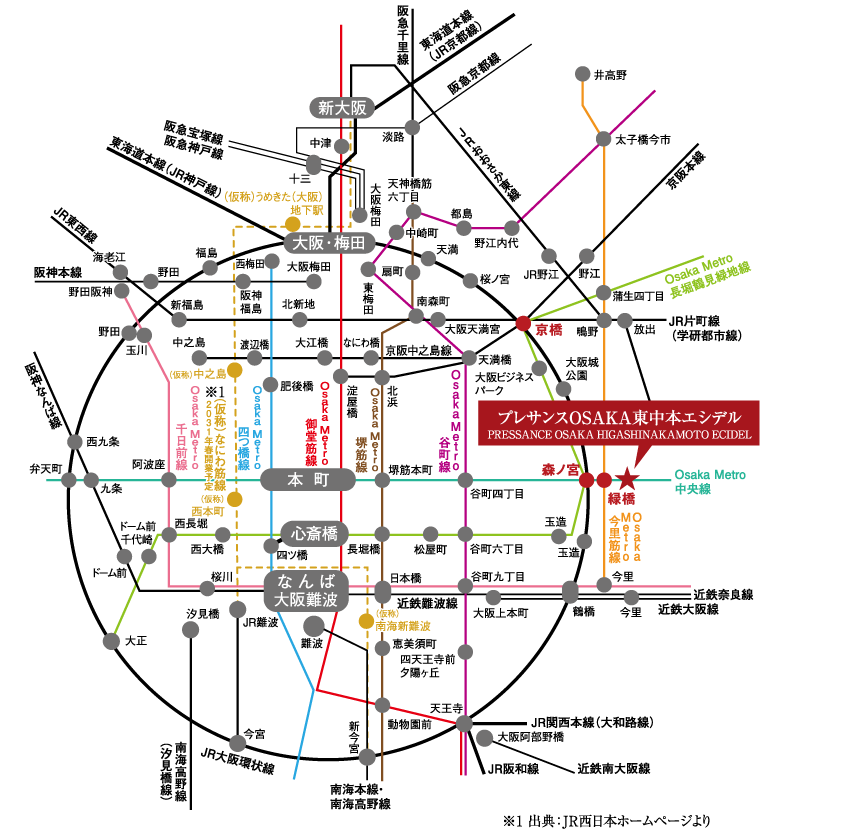 プレサンスOSAKA東中本エシデルマップ