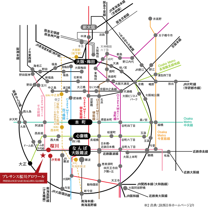 プレサンス桜川グロワール 路線図