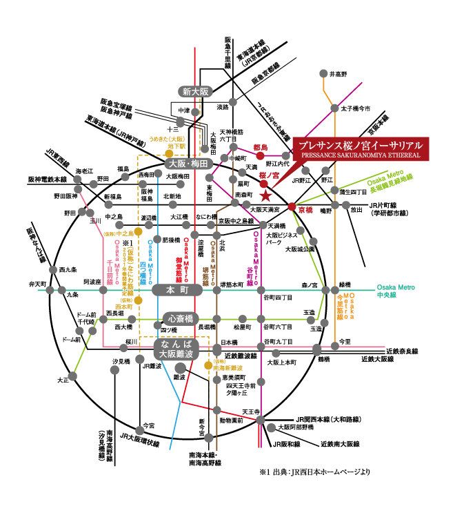 プレサンス桜ノ宮イーサリアル 路線図