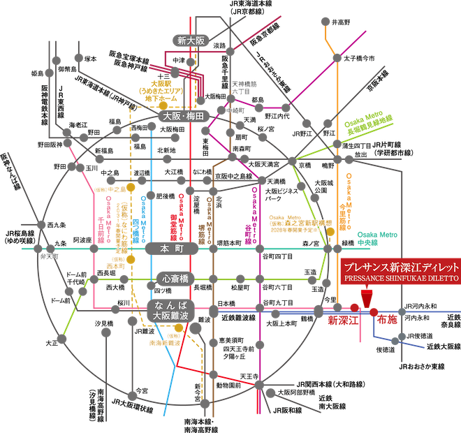 プレサンス新深江ディレット 路線図