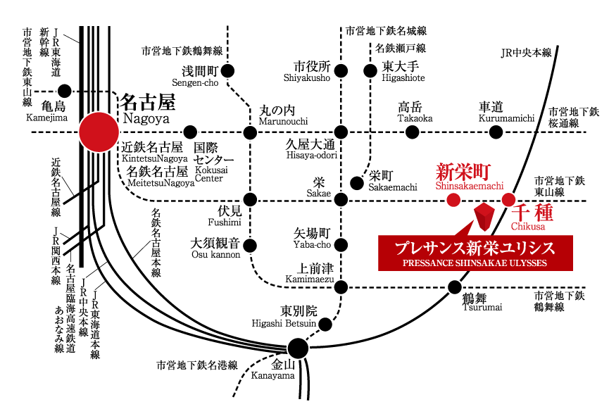 プレサンス新栄ユリシス 路線図