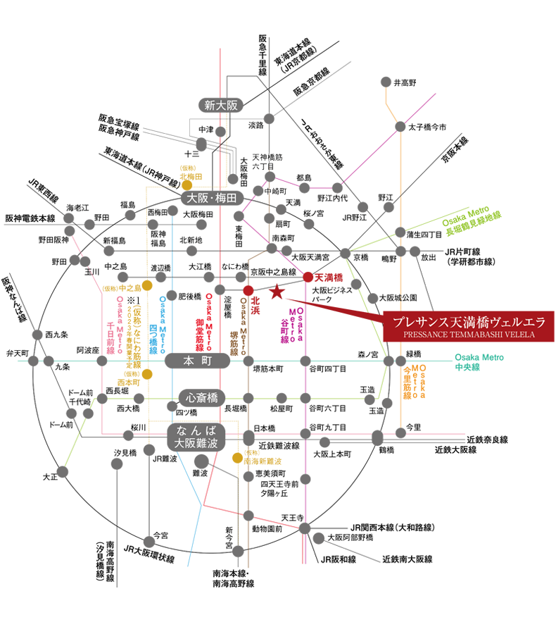 プレサンス天満橋ヴェルエラ 路線図