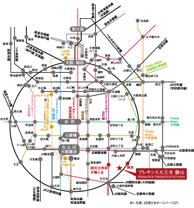 プレサンス天王寺 勝山路線図