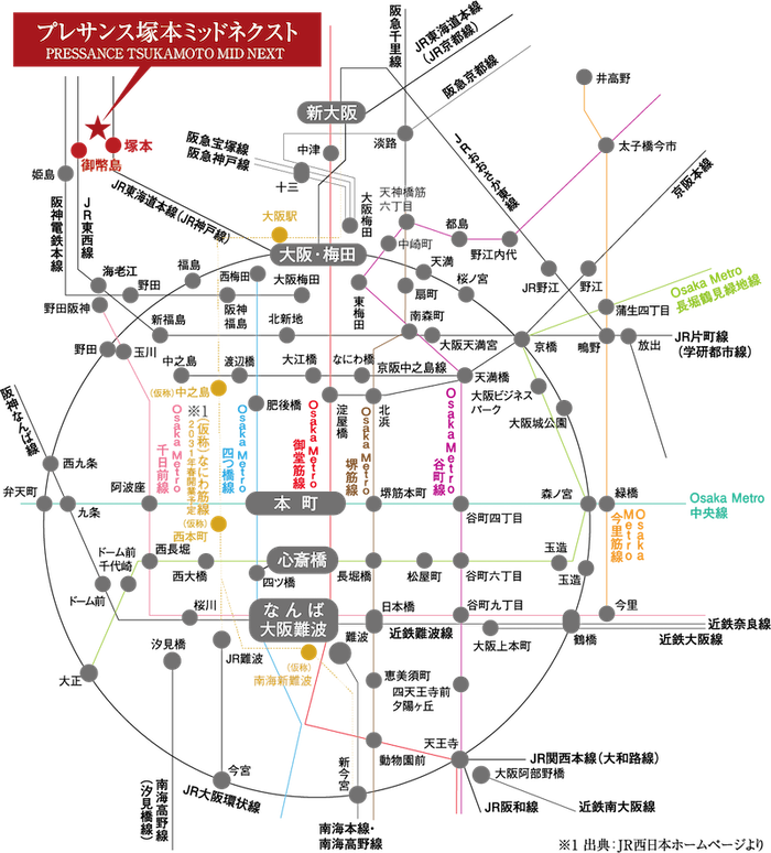 プレサンス塚本ミッドネクスト 路線図