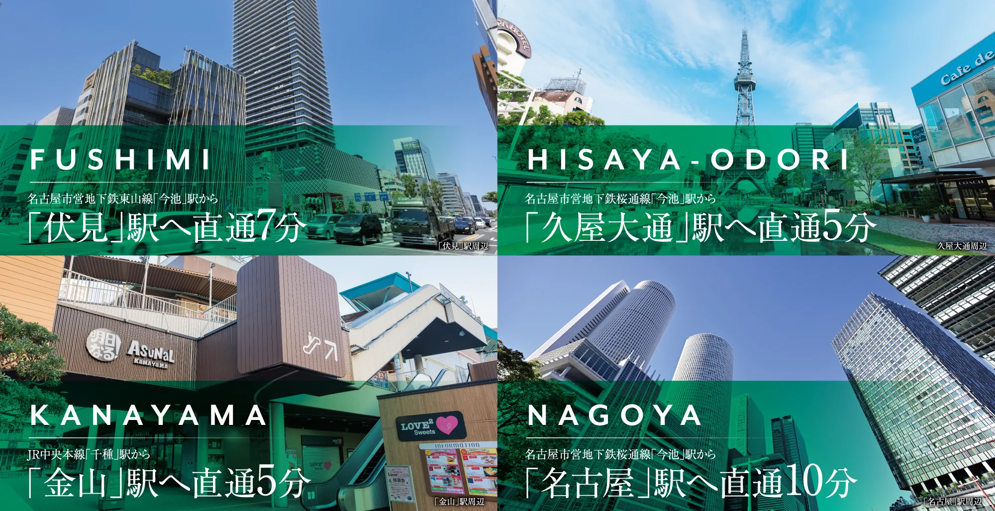 名古屋の主要都心エリアへ快適アクセス。